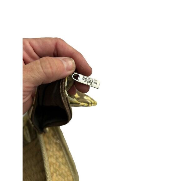 Vintage Americana Floral Woven Straw Clutch With Matching Coin Purse - Picture 4 of 8